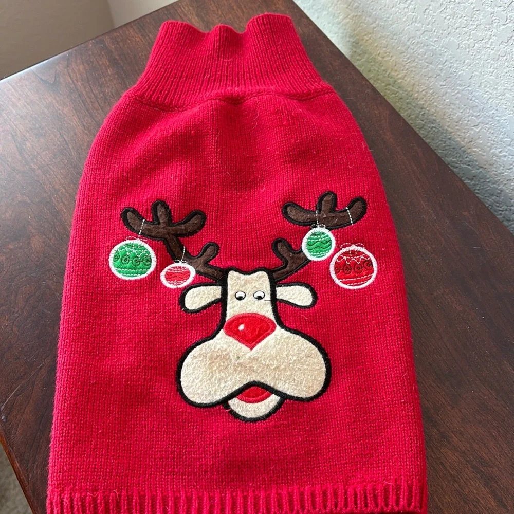 Small dog Christmas Reindeer knitted sweater